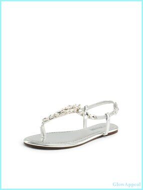 Rhinestone Flat Sandals Faux Leather T-Strap Summer Beach Dress Sandals